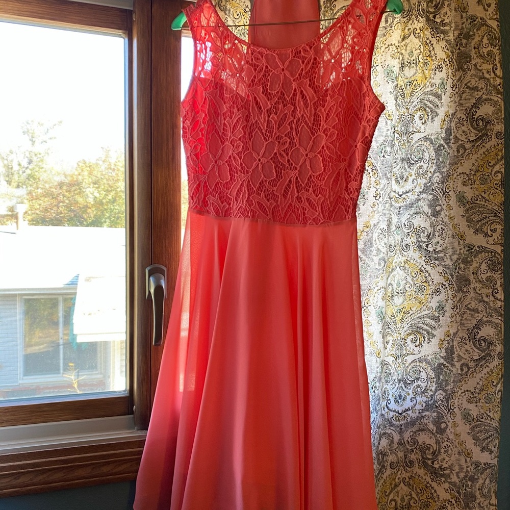 Bridesmaid lace pink dress